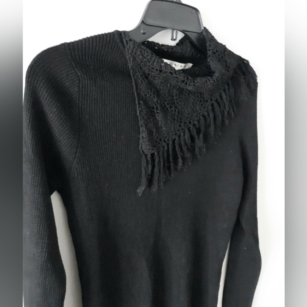 Silk Fringe Scarf Knit Sweater Fall Winter